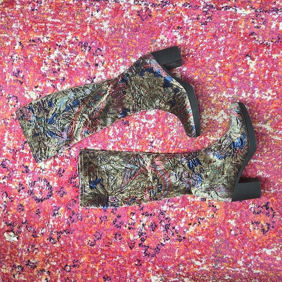Toni Pons Shoes - SOLD Velvet Metallic Paisley Gogo Boots Retro Vintage 90s 70s Style Toni Pons